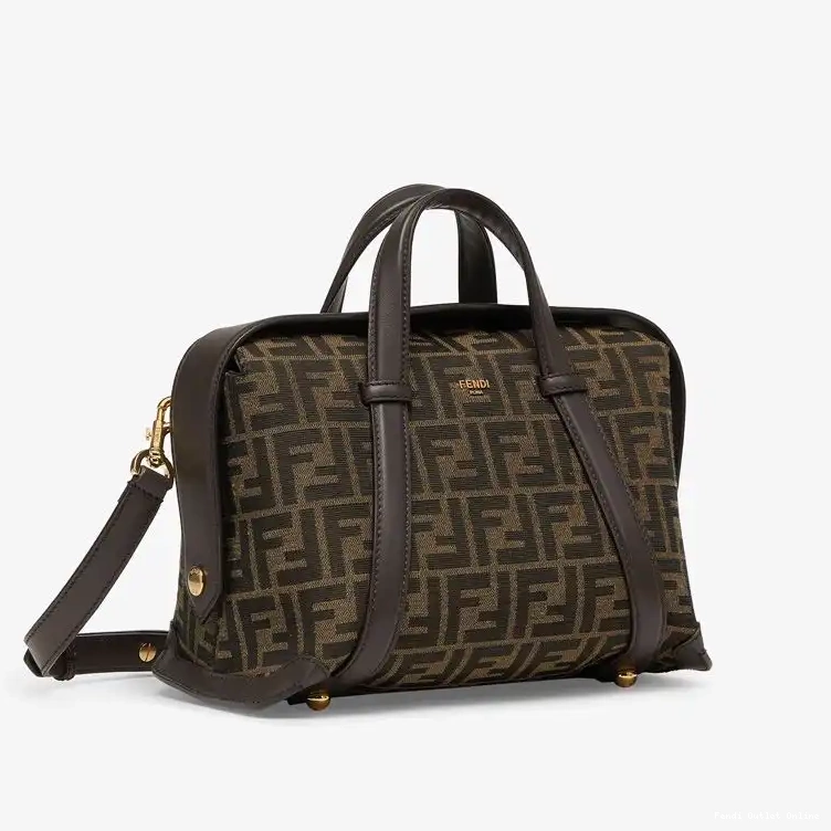 Cheap In FF Motif Boston Medium Fendi 365 Bag Fabric Brown 0427